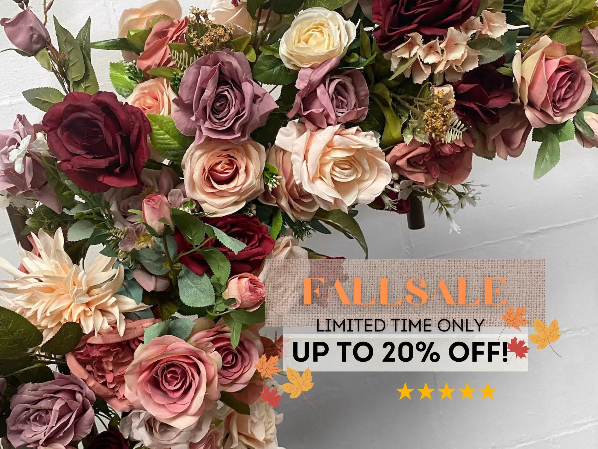 IVY CRUZ Flower Walls, Floral Arrangements | Commercial and Functions Burgundy and Mauve Flower Garland - Artificial Flower Arrangement
