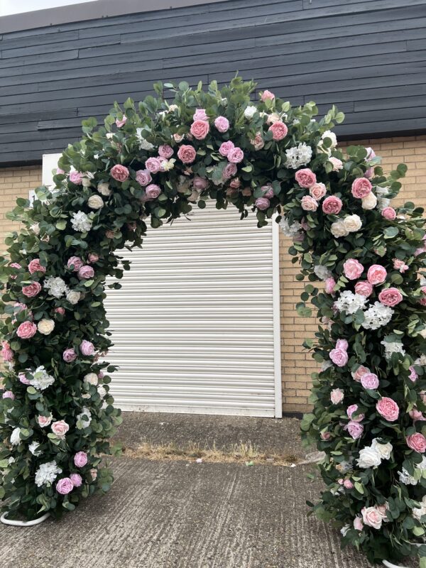 Blush Pink and Green Wedding Flower Arch