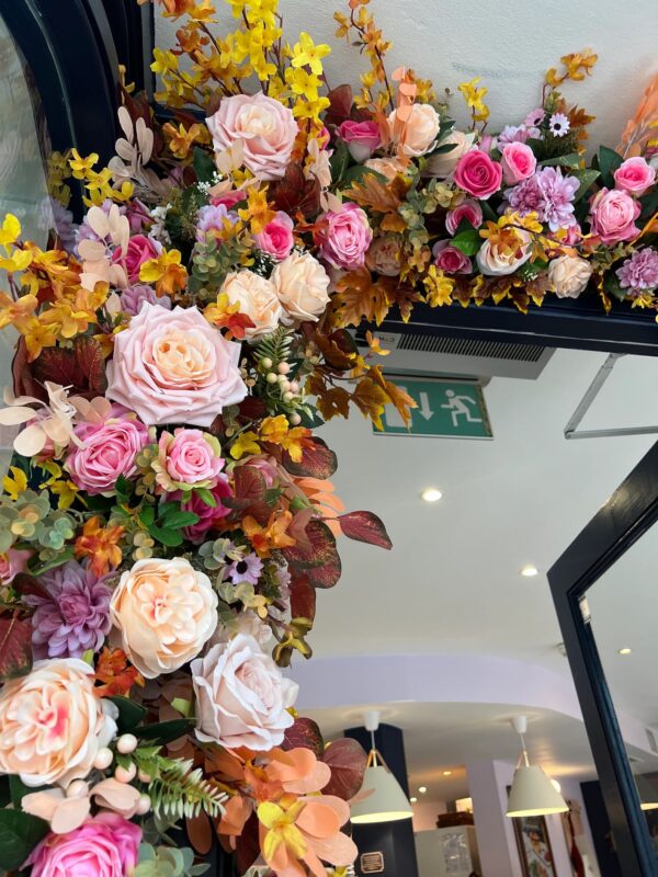 Pink fall flower garland