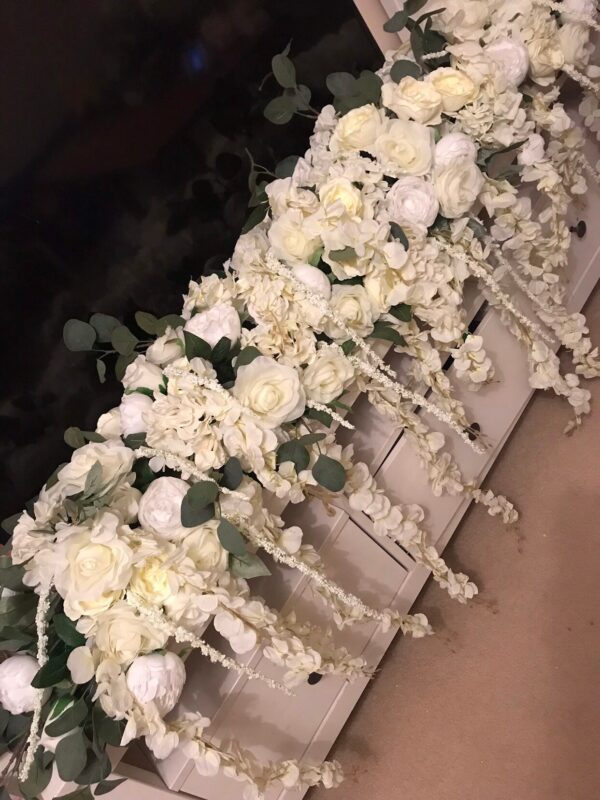 White Roses and Wisteria Artificial Flower Garland - Image 3