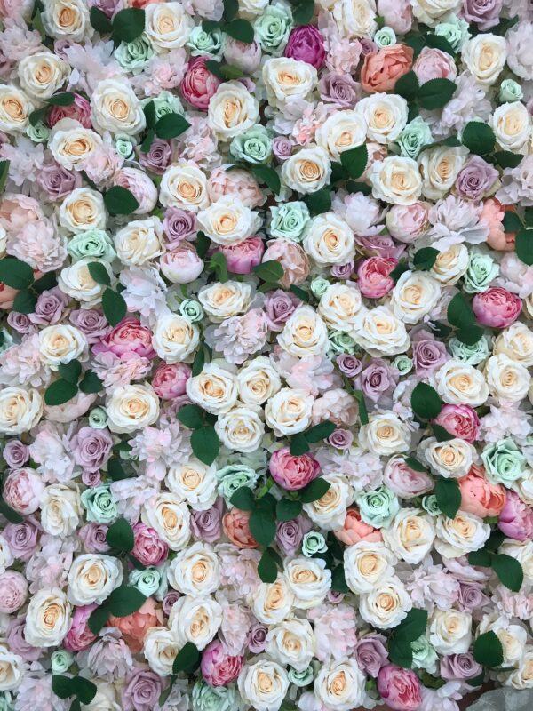 Pastel Pink and Mint Flower Wall, Cafe Flower Backdrop - Image 6