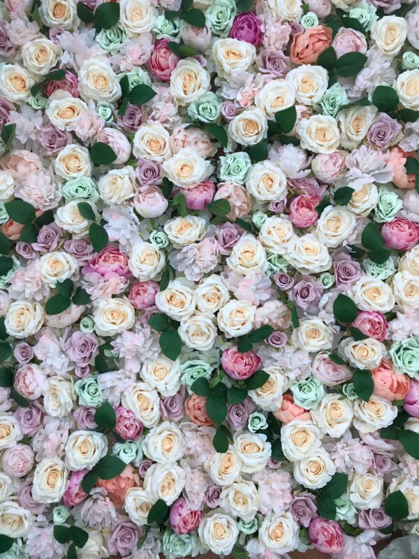 Pastel Pink and Mint Flower Wall, Cafe Flower Backdrop