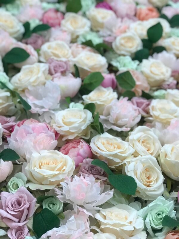 Pastel Pink and Mint Flower Wall, Cafe Flower Backdrop - Image 4