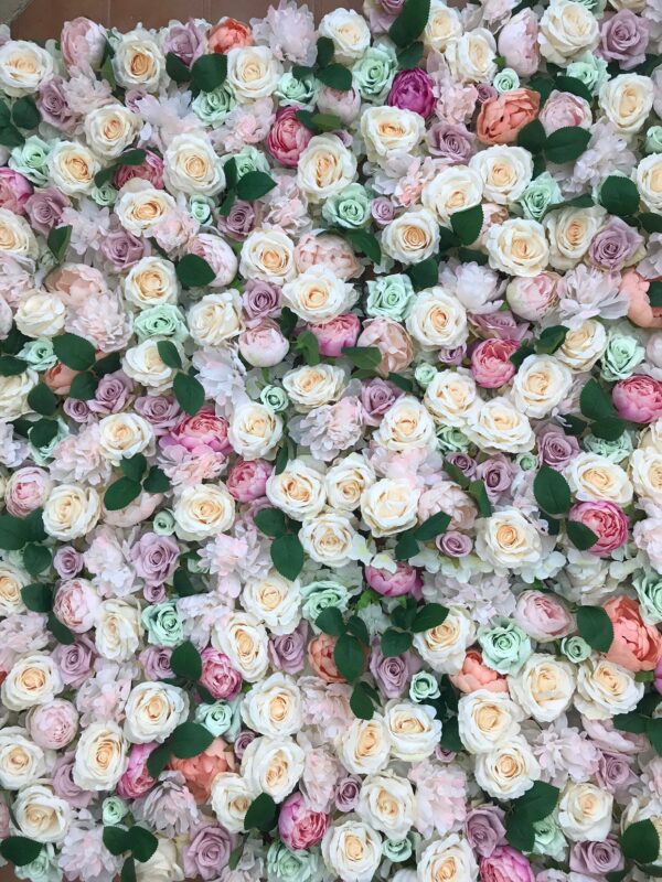 Pastel Pink and Mint Flower Wall, Cafe Flower Backdrop - Image 7