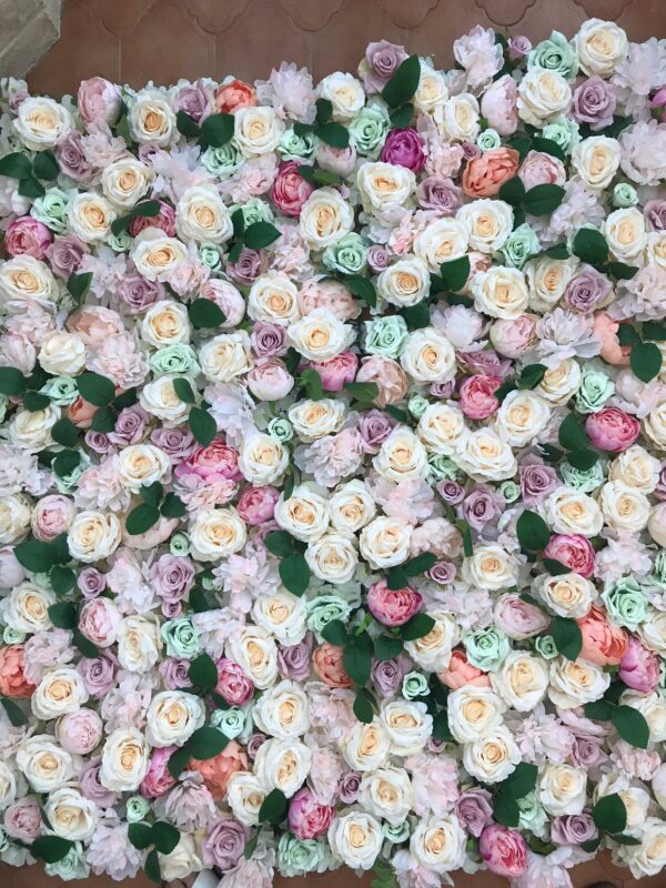 Pastel Pink and Mint Flower Wall, Cafe Flower Backdrop - Image 8