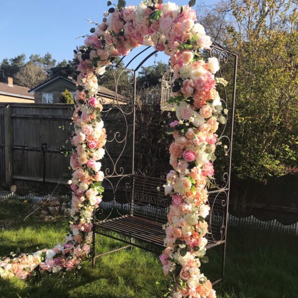 Peach Wedding Flower Garland Arch Backdrop - Image 2