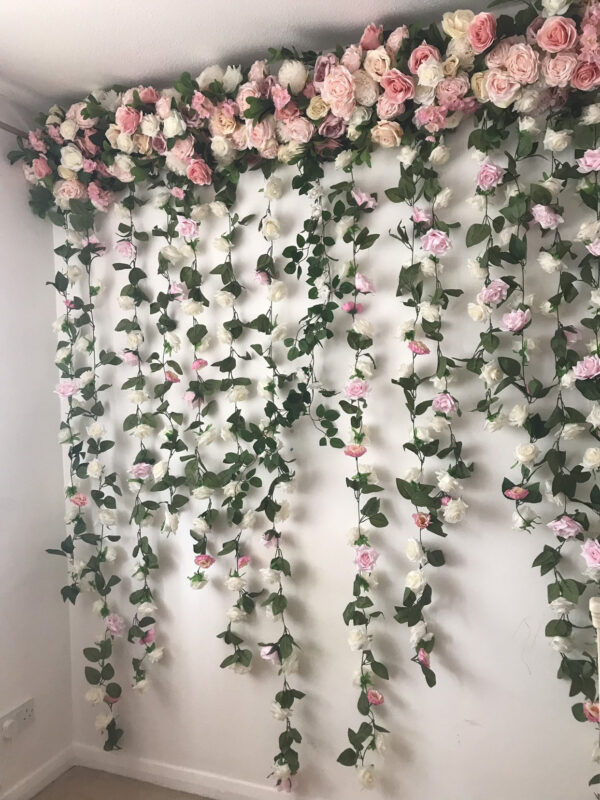 Blush Pink Flower Wall Garland, Wedding Flower Backdrop