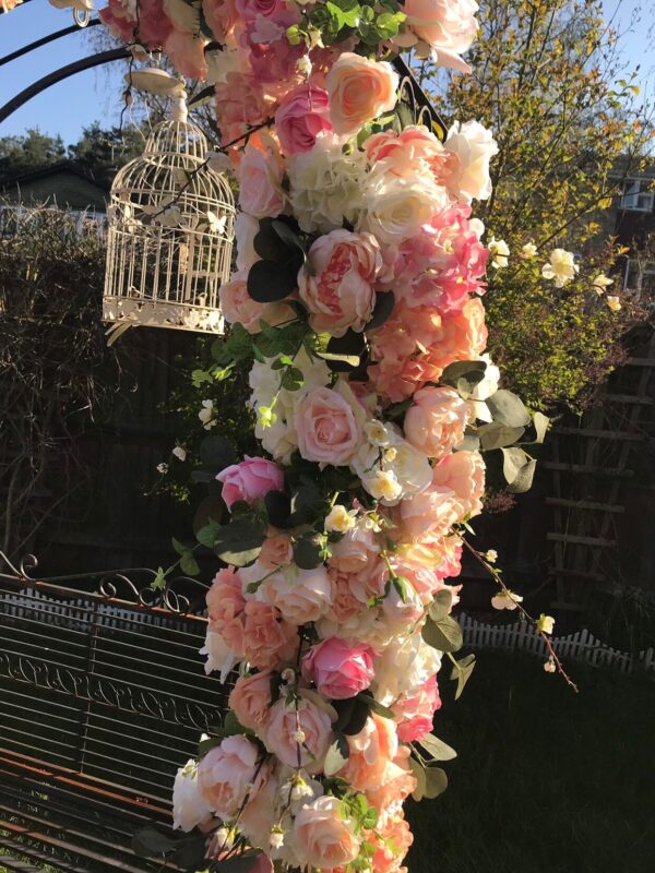 Peach Wedding Flower Garland Arch Backdrop - Image 4