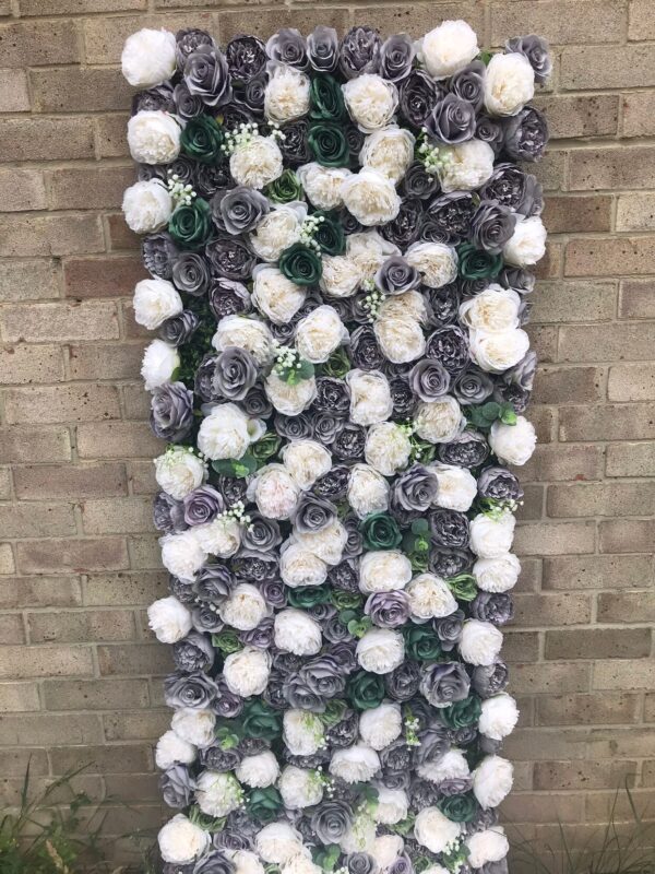 Grey Wedding Flower Wall - Flower Backdrop - Image 4