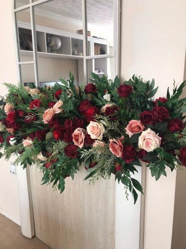 Burgundy Flower Garland Mantle Swag