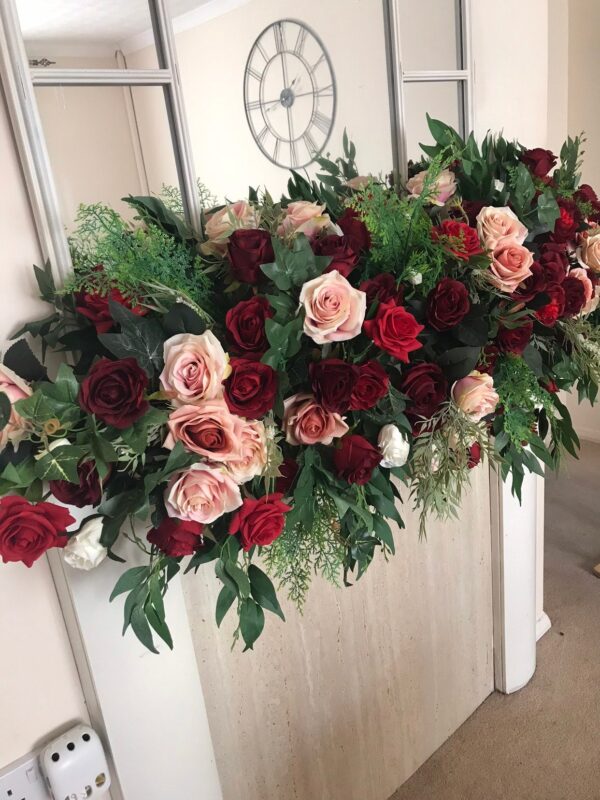 Burgundy Flower Garland Mantle Swag - Image 2