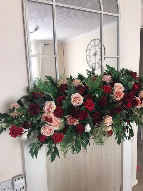 Burgundy Flower Garland Mantle Swag - Image 5