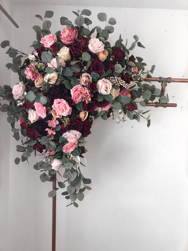 Burgundy & Pink Wedding Arch Arrangement Set - Image 3