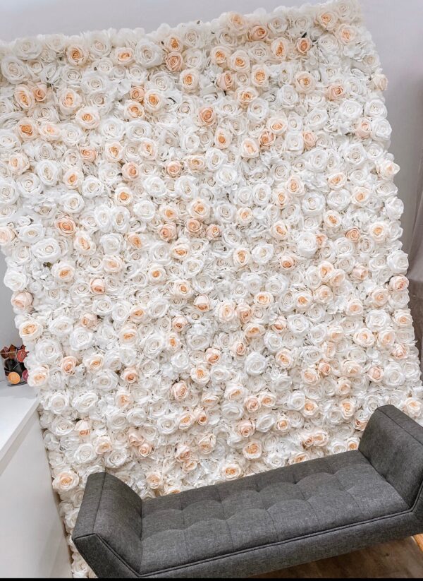 Cream Blush White Wedding Flower Wall - Image 2