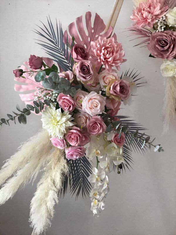 Pink Boho Flower Arch Tropical Pampas - Image 3