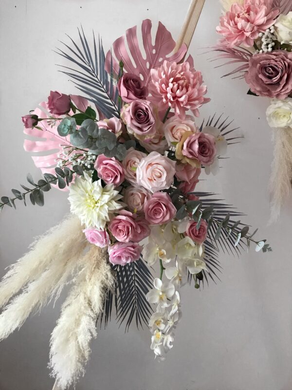 Pink Boho Flower Arch Tropical Pampas - Image 2