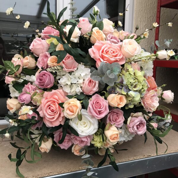 Peach Pink Artificial Roses Wedding Flower Centrepiece - Image 2