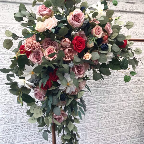 Mauve & Red Wedding Arch Arrangement - Swag Set - Image 2