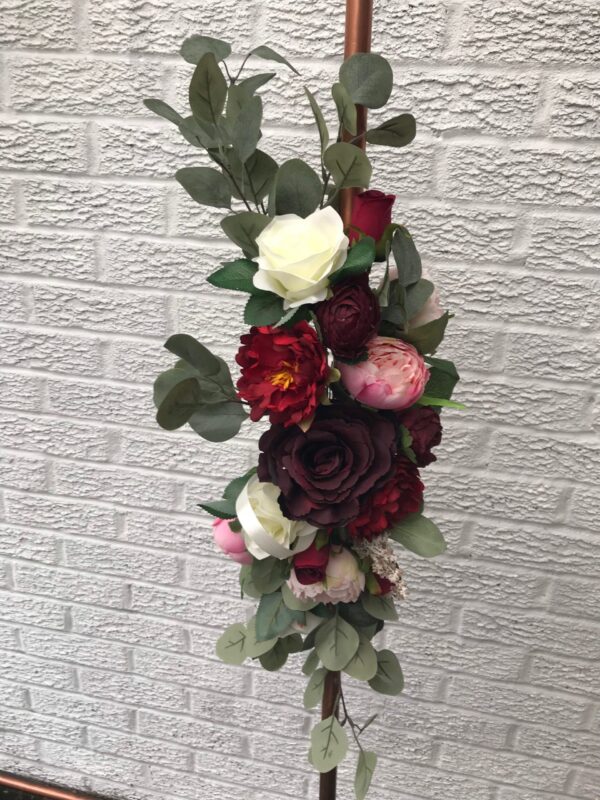 Eucalyptus Burgundy and Blush Flower Arch Set - Image 2