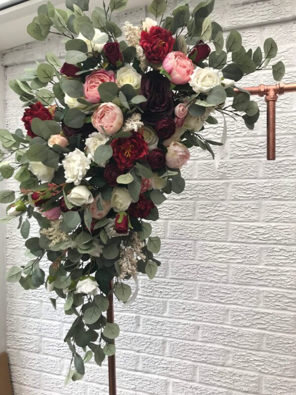 Eucalyptus Burgundy and Blush Flower Arch Set - Image 4