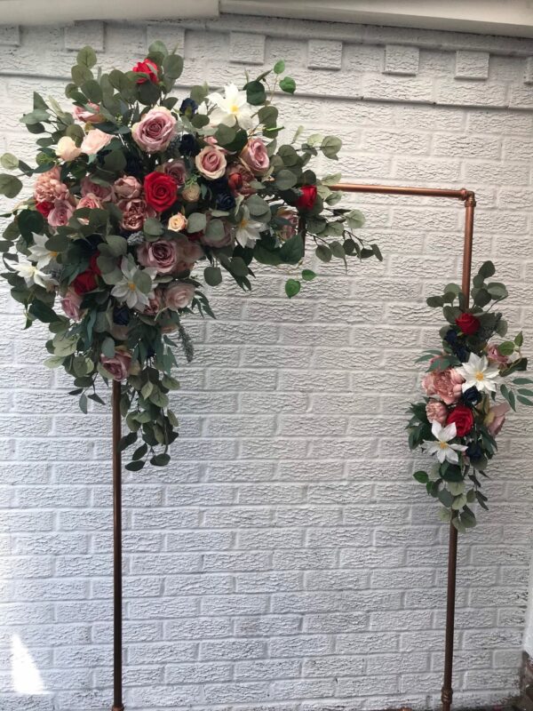 Mauve & Red Wedding Arch Arrangement - Swag Set