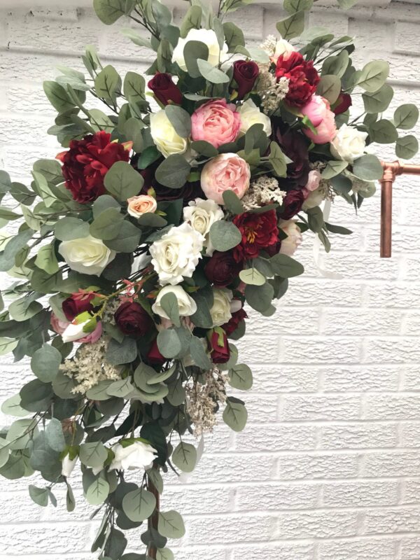 Eucalyptus Burgundy and Blush Flower Arch Set - Image 3