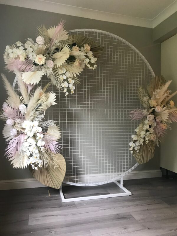 Blush Pampas and Palm Wedding Arch Arrangements x 3