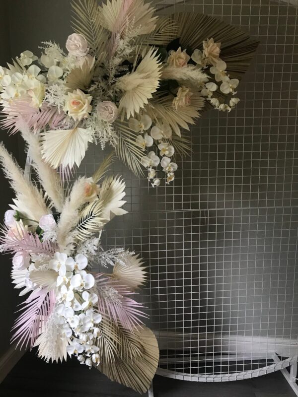 Blush Pampas and Palm Wedding Arch Arrangements x 3 - Image 2