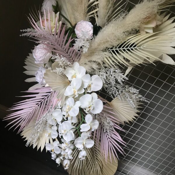 Blush Pampas and Palm Wedding Arch Arrangements x 3 - Image 6