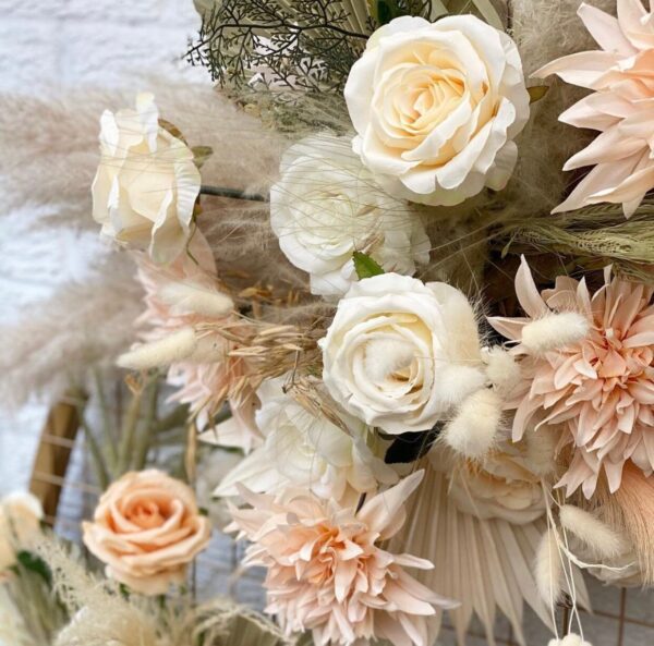 Peach Pampas & Palms Wedding Arch Set - Image 2