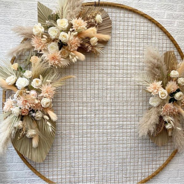 Peach Pampas & Palms Wedding Arch Set