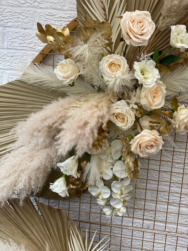 Gold Pampas & Palms Wedding Flower Arch Set x 3 pcs - Image 6