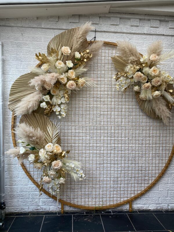 Gold Pampas & Palms Wedding Flower Arch Set x 3 pcs - Image 3