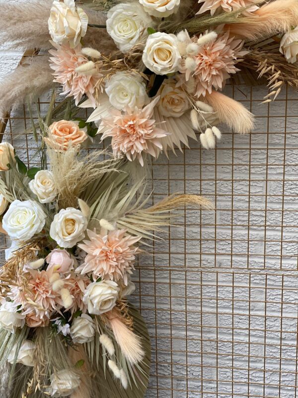 Peach Pampas & Palms Wedding Arch Set - Image 6