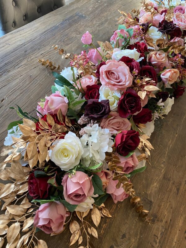 Gold & Pink Flower Garland - Flower Table Runner