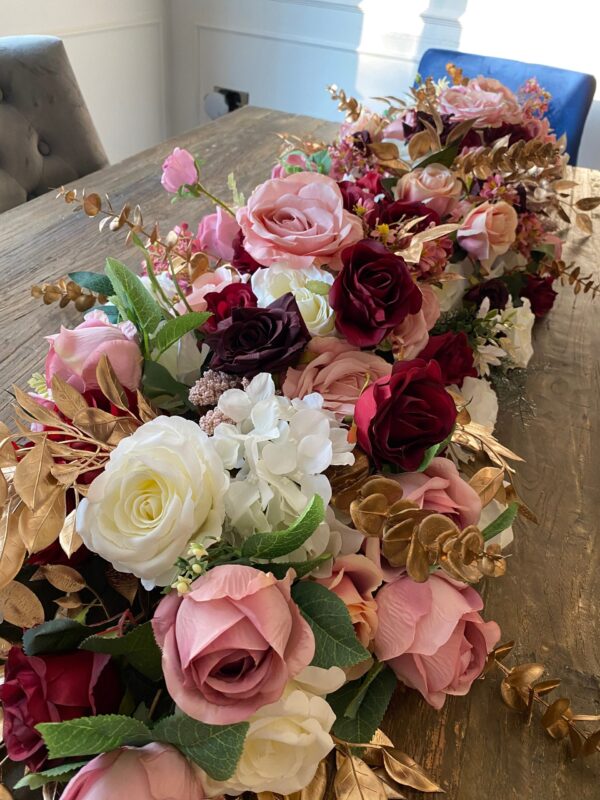 Gold & Pink Flower Garland - Flower Table Runner - Image 3