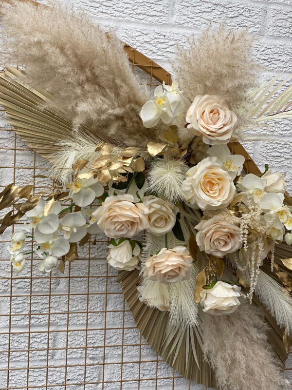 Gold Pampas & Palms Wedding Flower Arch Set x 3 pcs - Image 5