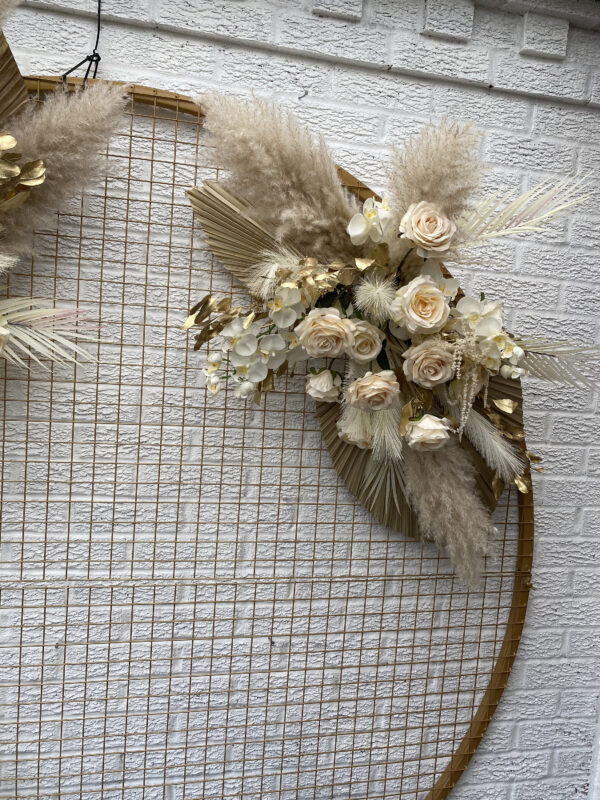 Gold Pampas & Palms Wedding Flower Arch Set x 3 pcs - Image 4