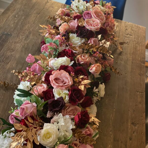 Gold & Pink Flower Garland - Flower Table Runner - Image 2