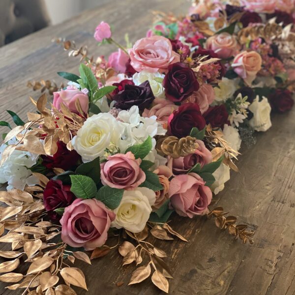 Gold & Pink Flower Garland - Flower Table Runner - Image 4