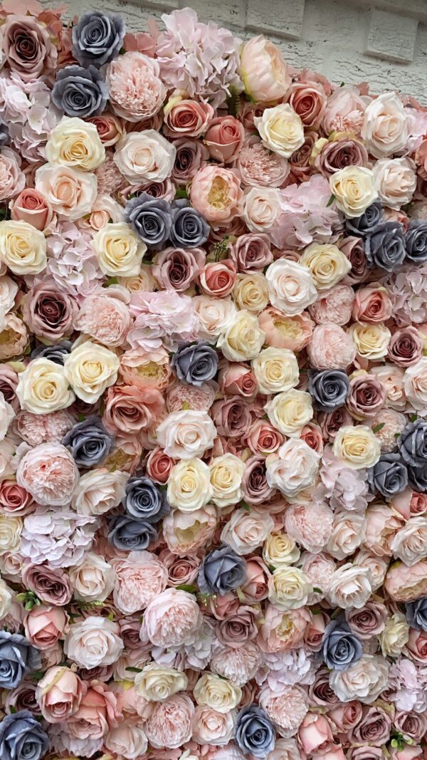 Blush and Grey Wedding Flower wall - Image 2