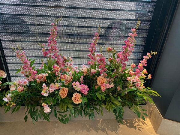 Pink Delphinium Floor Aisle Arrangement