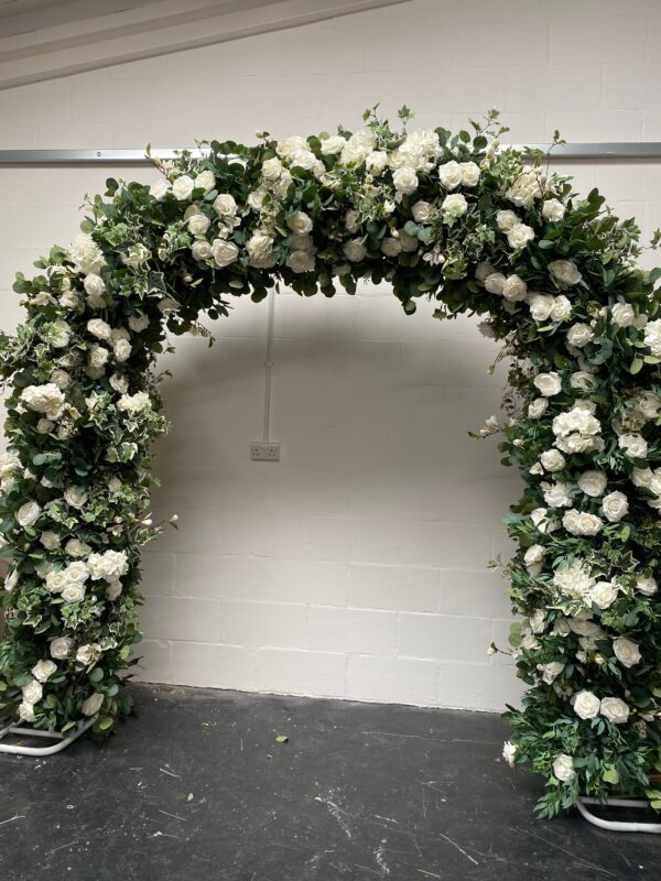 LUXE Ivory Wedding Flower Arch, Eucalyptus and Roses - Image 4