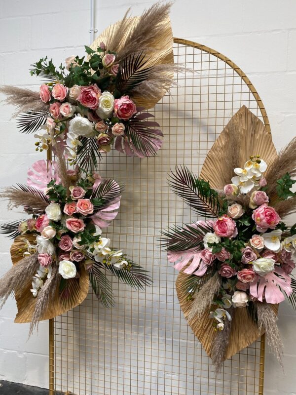 Pink Pampas & Palms Wedding Arch Arrangement  - Wedding Swag - Image 4