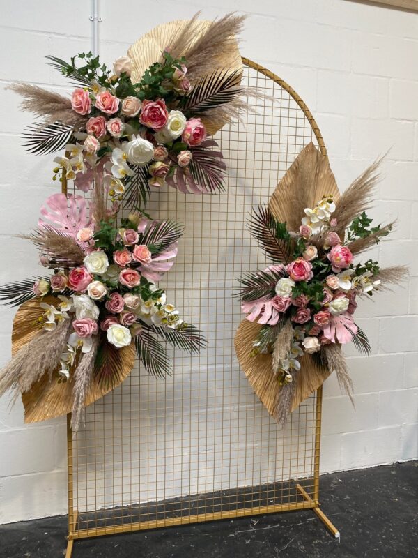 Pink Pampas & Palms Wedding Arch Arrangement  - Wedding Swag - Image 5