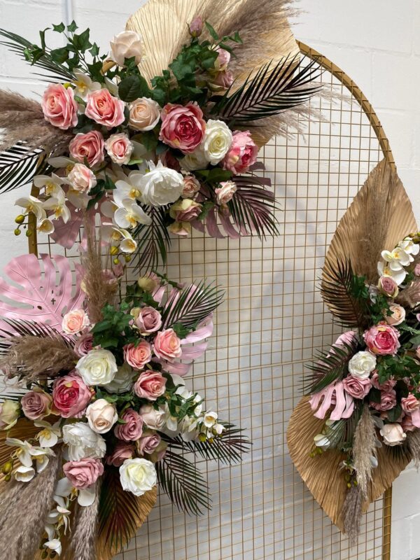 Pink Pampas & Palms Wedding Arch Arrangement  - Wedding Swag - Image 3