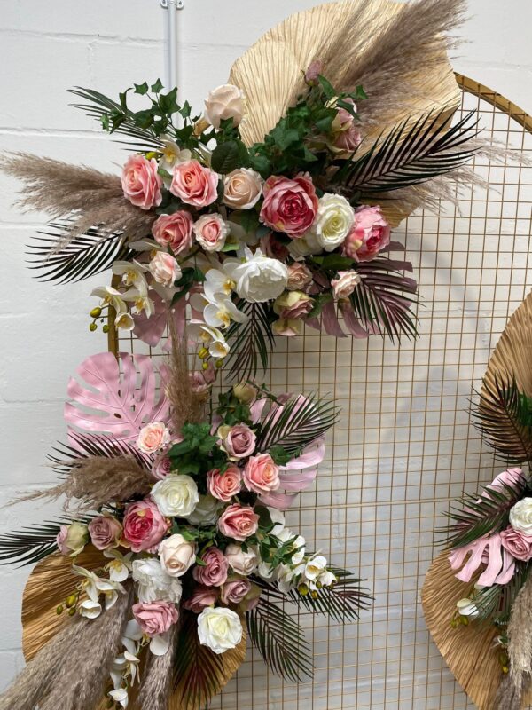 Pink Pampas & Palms Wedding Arch Arrangement  - Wedding Swag - Image 6