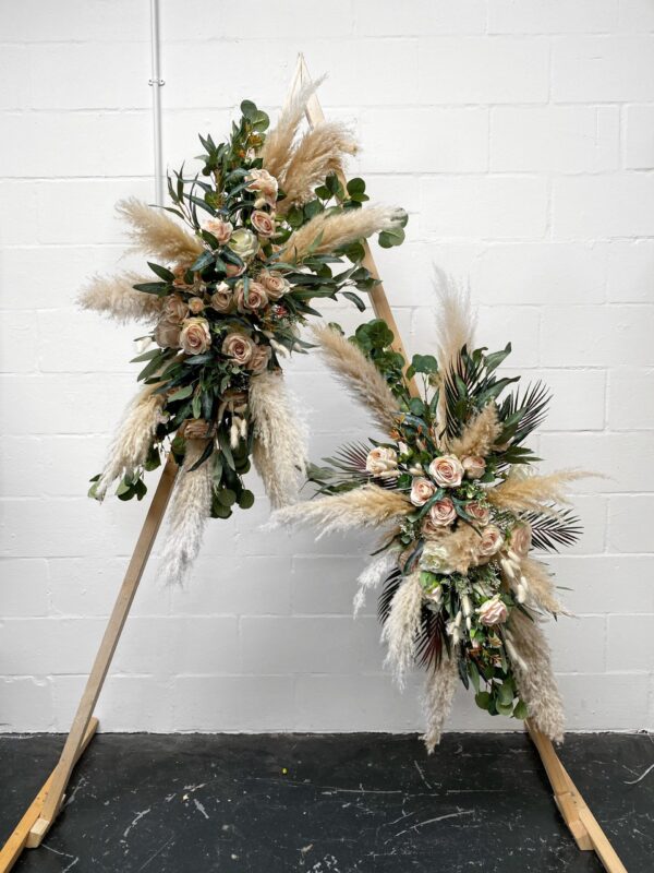 Nude Pampas and Rose Flower Arch Set