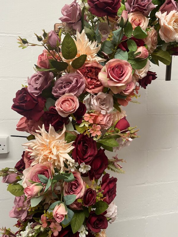 Burgundy and Mauve Flower Garland - Artificial Flower Arrangement - Image 4