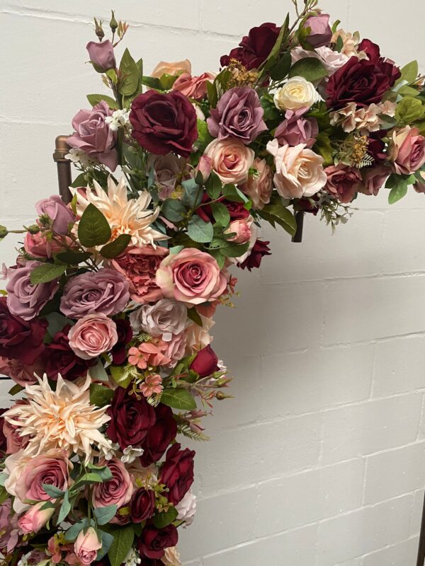 Burgundy and Mauve Flower Garland - Artificial Flower Arrangement - Image 3